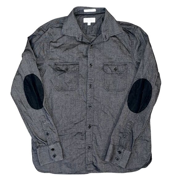 John W. Nordstrom Dark Gray Patched Elbow Button Down - Picture 1 of 5